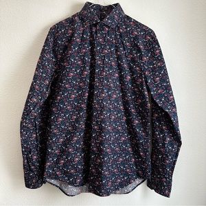 Express Men’s Slim Button Dress Shirt Blue Floral Small S 14 14.5
